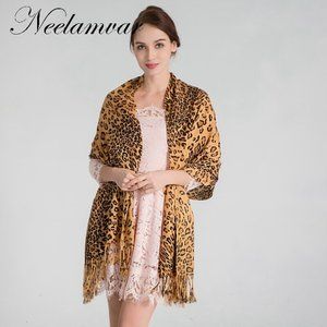 NEELAMVAR BRAND SCARF WOMEN'S SHAWLS LEOPARD